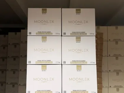 A palletised load of MOONLEX cartons ready for despatch